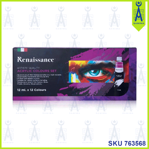 RENAISSANCE ACRYLIC COLOUR 12ML X 12COLOUR