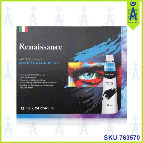 RENAISSANCE WATER COLOUR SET 12ML X 24COLOURS