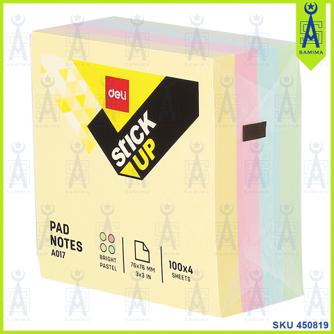 DELI A01703 STICK UP PAD NOTES CUBE 3" X 3'' 4*100 sheets