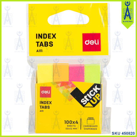 DELI  A11102 STICK UP INDEX TABS 50 X 12MM 4 CLR