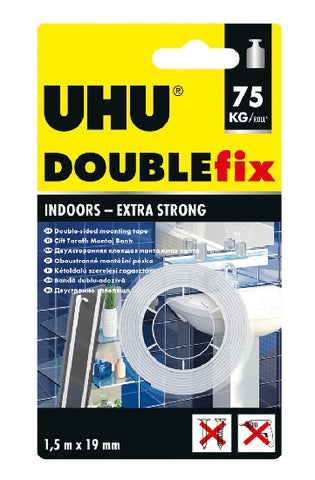 UHU DOUBLE FIX INDOORS-EXTRA STRONG 1.5 M X 19 MM