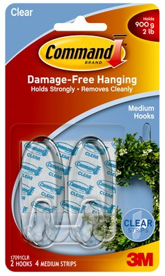 3M Command Med Clear Hook Clear Strips 17091CLR