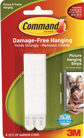 3M COMMAND NARROW PICTURE HANGING STRIPS WHITE 4 SETS 17207