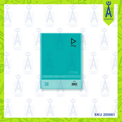 KCK PLAY CLEAR BOOK 10 POCKET-TURQUOISE