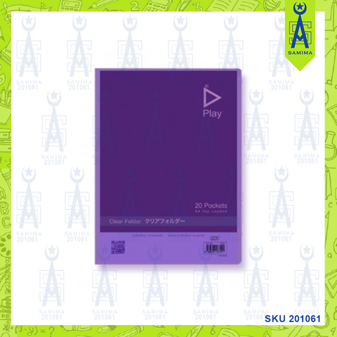 KCK CLEAR BOOK 20 POCKET FILE PURPLE