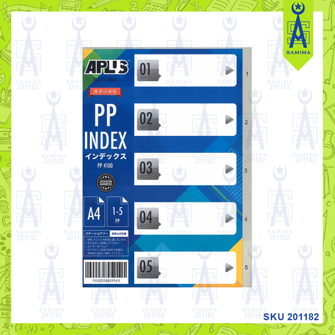 APLUS PLASTIC INDEX DIVIDER GREY 1-5 PP4100