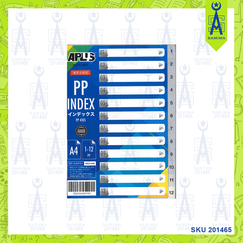 APLUS PLASTIC INDEX DIVIDER GREY 1-12 PP4105