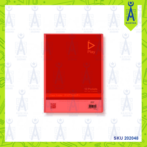 KCK CH20A4 CLEAR BOOK 20 POCKET FILE RED