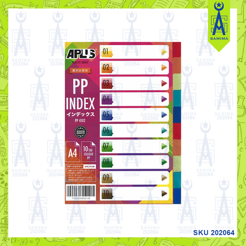 APLUS PLASTIC INDEX DIVIDER COLOUR 1-10 PP4204