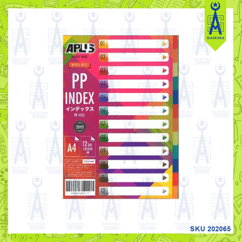 APLUS PLASTIC INDEX DIVIDER COLOUR 1-12 PP4205