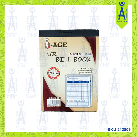 I-ACE NCR BILL BOOK 2PLY 30'S 3.5 X 5''