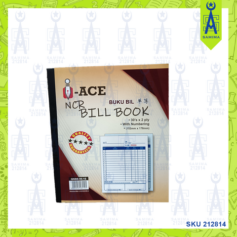 I-ACE NCR BILL BOOK NUMBERING 2PLY 30'S 15 X 18CM