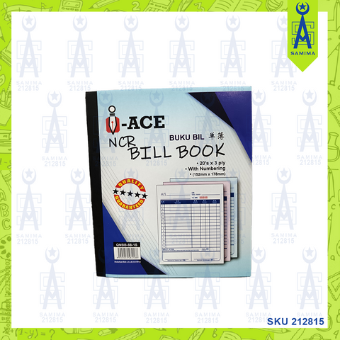 I-ACE NCR BILL BOOK NUMBERING 3PLY 20'S 15 X 18CM