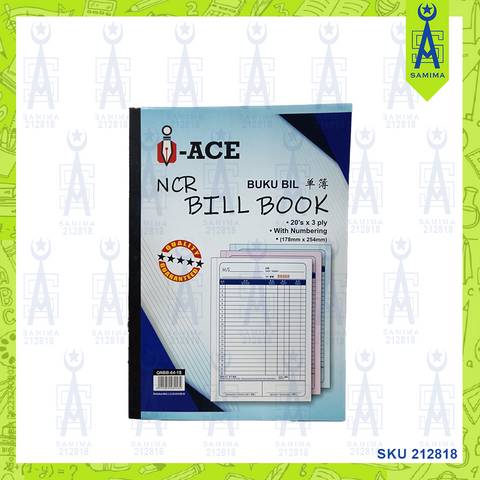 I-ACE NCR BILL BOOK NUMBERING 3PLY 20'S 18 X 25CM