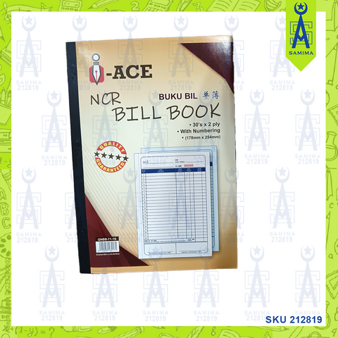 I-ACE NCR BILL BOOK NUMBERING 2PLY 30'S 18 X 25CM