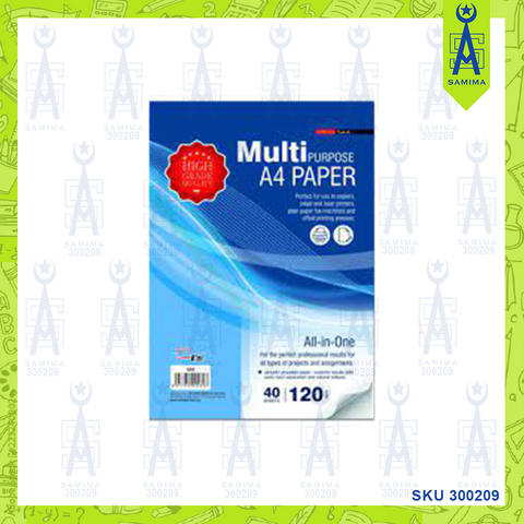 UNI S69 MULTI PURPOSE PAPER A4 120GSM 40'S