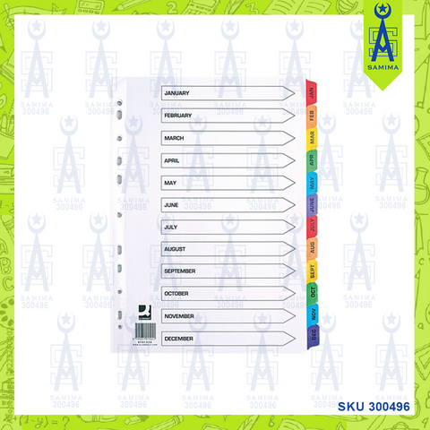 I FAX MYLAR INDEX DIVIDER  JAN-DEC 4JDP