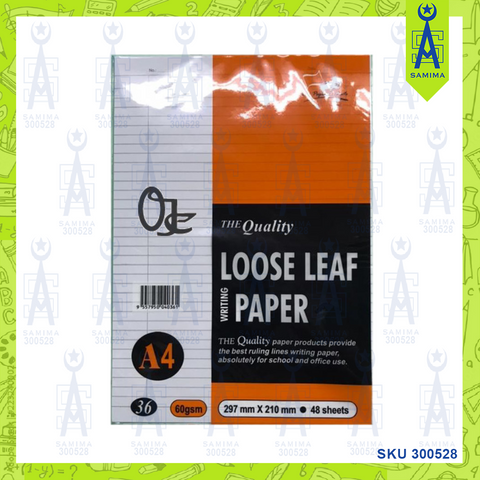 UNI S-36 LOOSE LEAF WRITING PAPER 60GSM 48'S