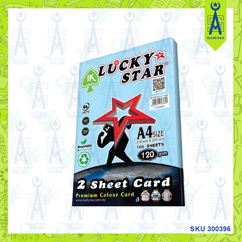 LUCKY STAR 2 SHEET CARD LIGHT COLOUR A4 120G 100'S