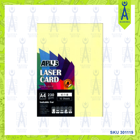 APLUS  LASER CARD ASST COLOURS 230 GSM 10 'S