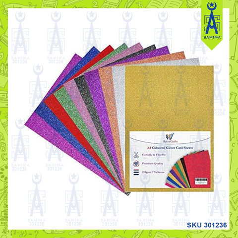 M'DORI A4 COLOUR GILITTER CARDS ASST COLOURS