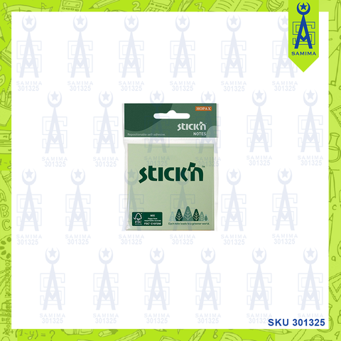 HOPAX STICK'N ECO NOTES PASTEL GREEN 3X3 76X76MM