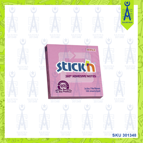 HOPAX STICK'N 360 ADHESIVE NOTES 3X3 PINK 21554