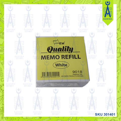 UNI QUALITY MEMO REFILL WHITE 9018