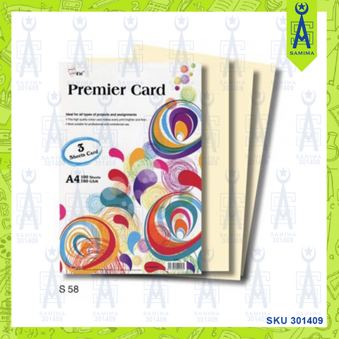 UNI PREMIER 3 SHEET CARD A4 160GSM S58