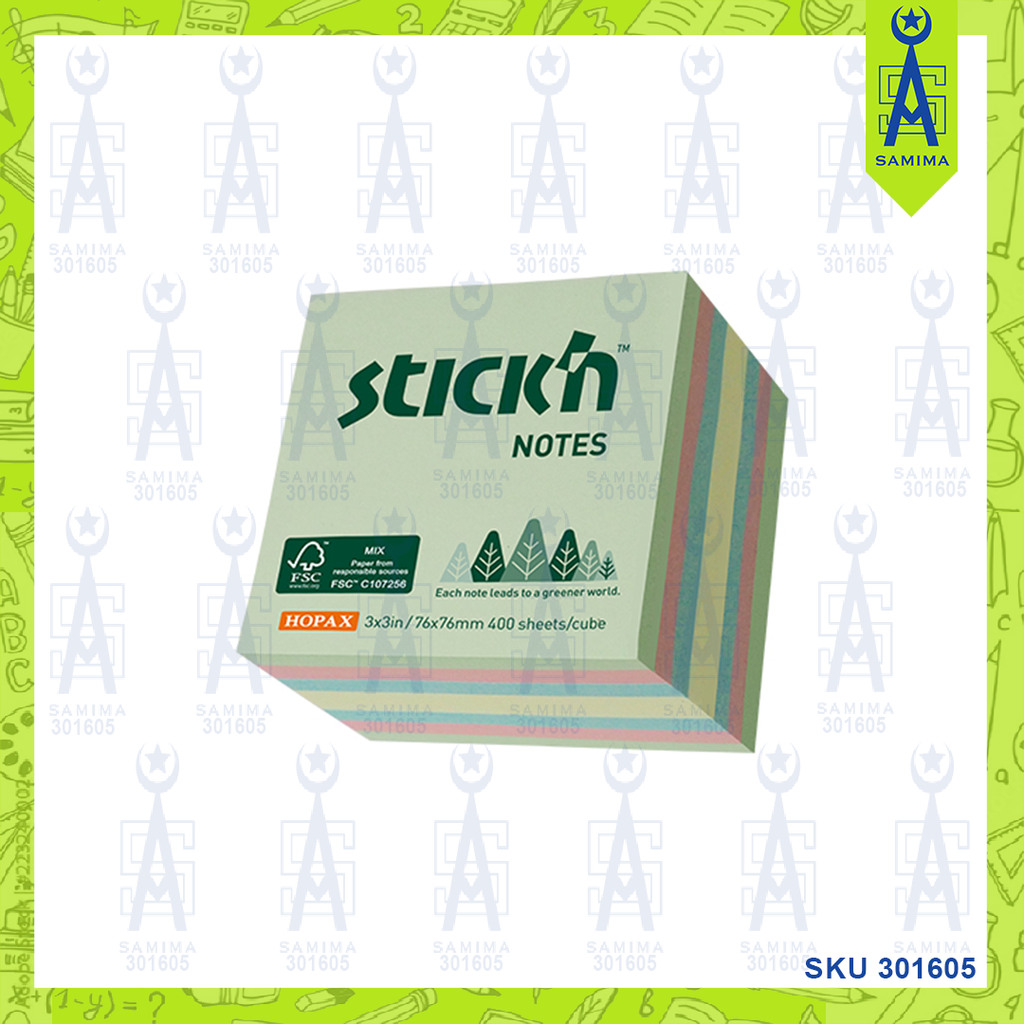 HOPAX 21662 STICK'N EXTRA STICKY NOTE 3 X 3''GREEN – Samima