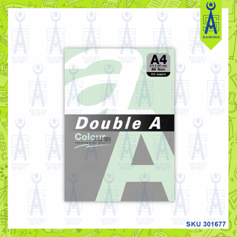 DOUBLE A PREM COLOUR PAPER L/C GREEN A4 80G 100'S