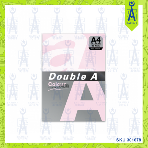 DOUBLE A PREM COLOUR PAPER L/C PINK  A4 80G 100'S