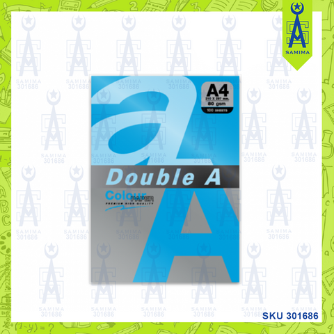 DOUBLE A PREM COLOUR PAPER D/C D BLUE A4 80G 100'S