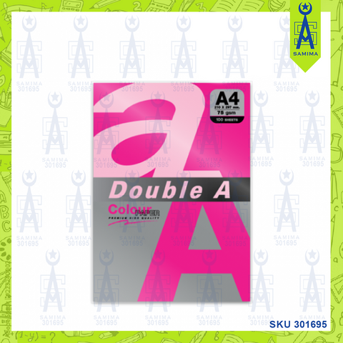 DOUBLE A PREM COLOUR PAPER C/C N PINK A4 75G 100'S