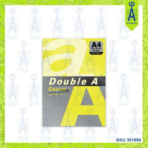 DOUBLE A PREM COLOUR PAPER C/C YELLOW A4 75G 100'S