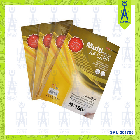 UNI MULTI PURPOSE CARD A4 180GSM 40SHEETS S29