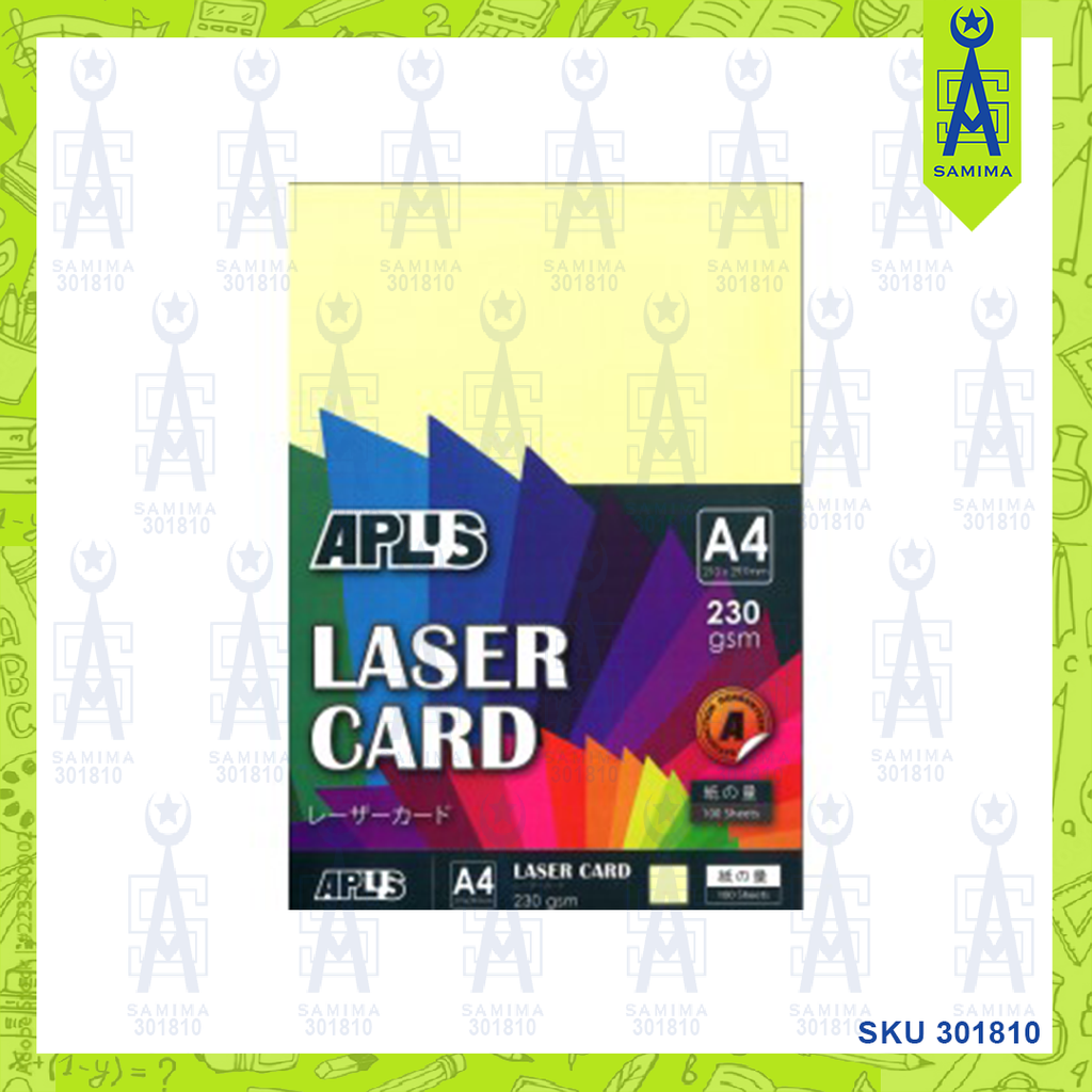APLUS LASER CARD COLOURS A4 230 GSM 100 'S – Samima