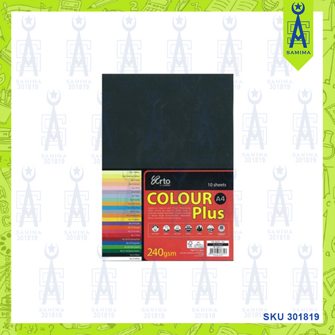 ARTO COLOUR PLUS CARD BLACK  A4 240GSM 10'S 36632