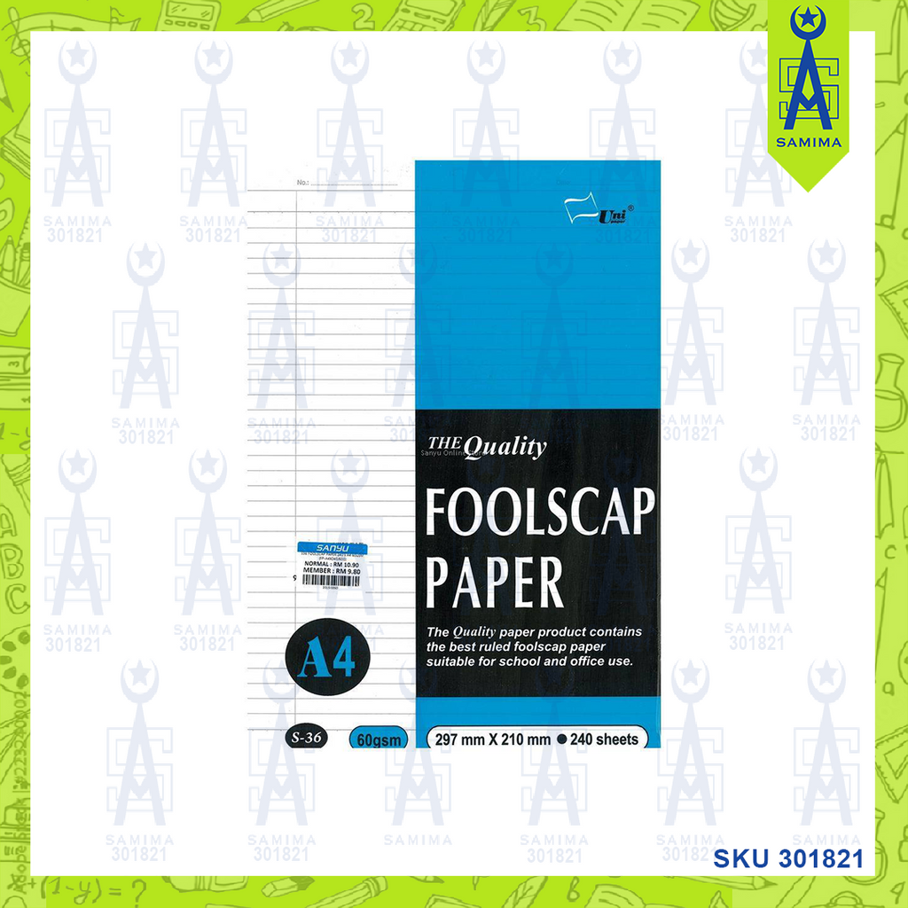 UNI FOOLASCAP PAPER A4 60 GSM 240'S S-36 – Samima