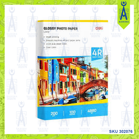 DELI L302 GLOSSY PHOTO PAPER 4R 100'S