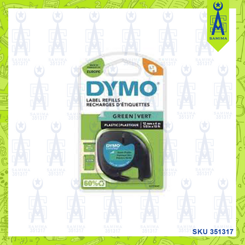 DYMO LETRATAG REFILL 12MM X 4M GREEN PLASTIC