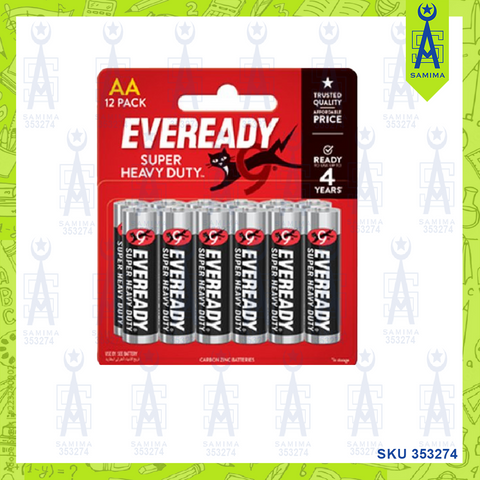 EVEREADY BATTERY SUPER HEAVY DUTY (BLACK) AA 12'S