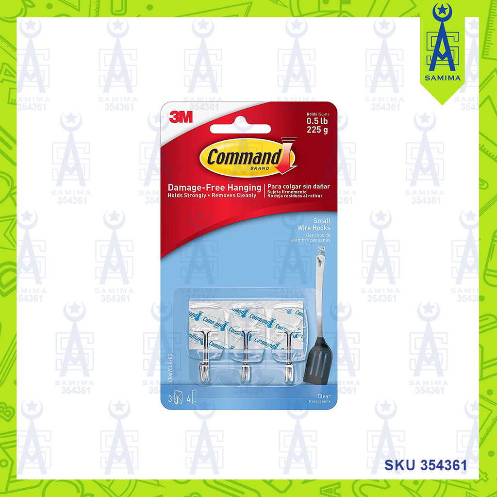 3M COMMAND CLEAR WIRE HOOKS 3'S / CARD 17067CLR – Samima