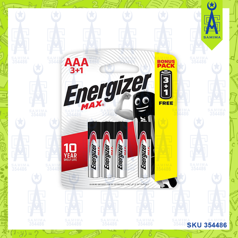 ENERGIZER MAX BATTERY AAA 3 + 1 E92BP3+1