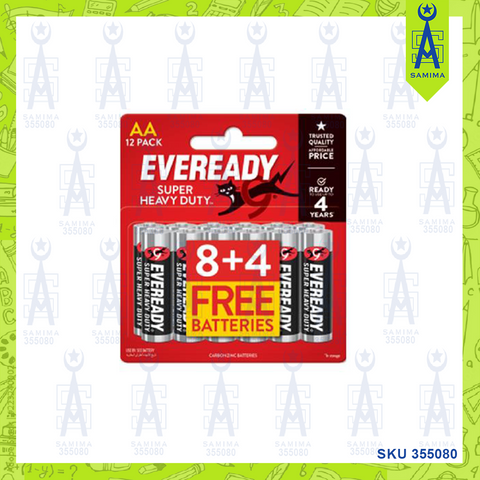 EVEREADY SUPER HEAVY DUTY BLACK AA 8+4 FREE BATTER