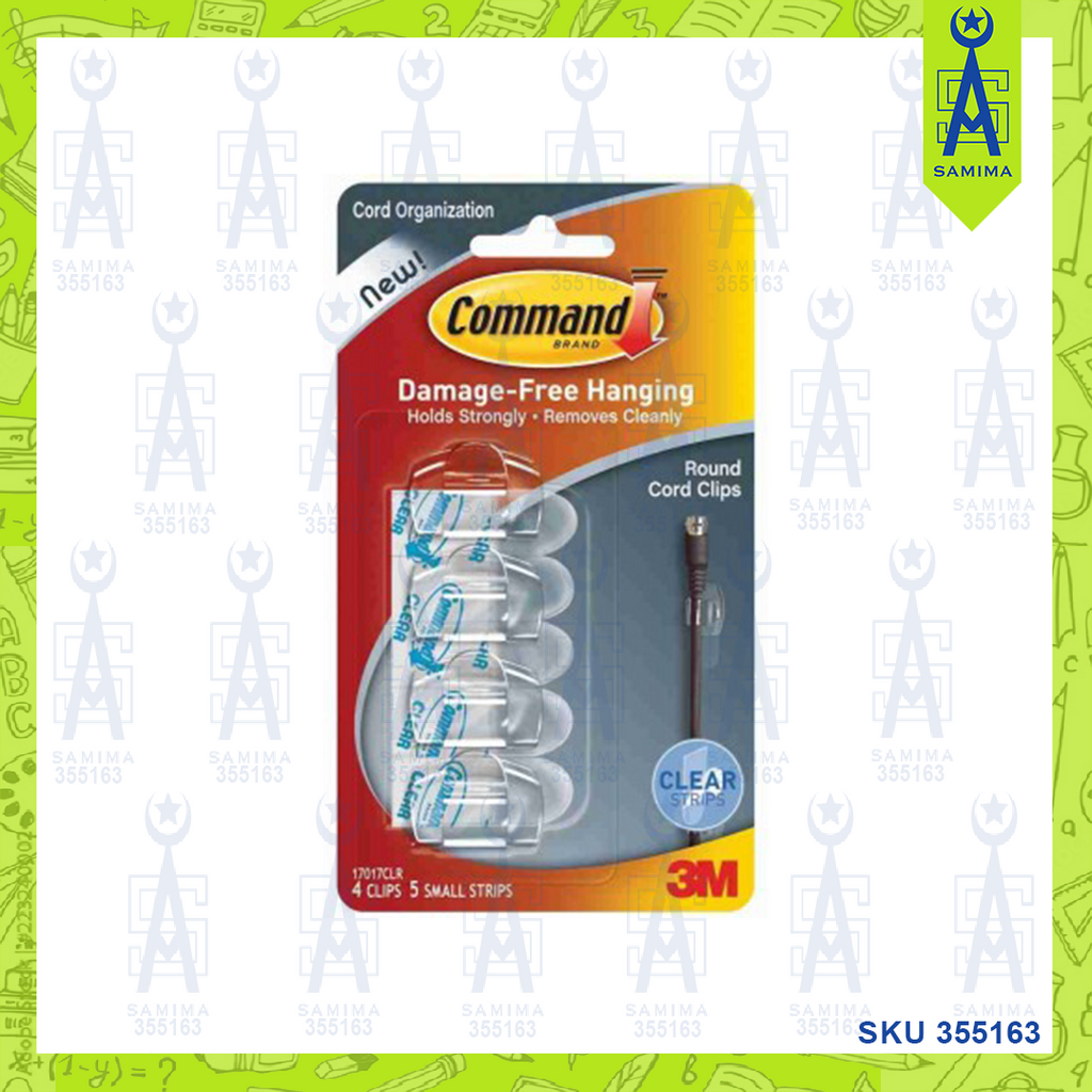 3M 17017CLR COMMAND 4 ROUND CORD CLIPS, 5 STRIPS – Samima
