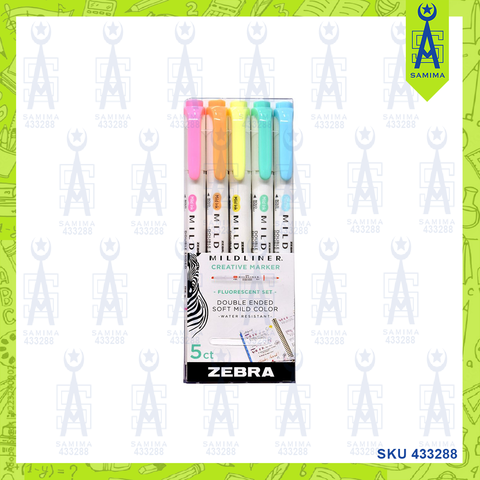 ZEBRA  MILDLINER FLUOR TWIN TIP HIGHLIGHTER 5 'S