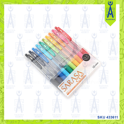 ZEBRA SARASA GEL PEN 0.5MM MIX COLOURS 10'S / PACK