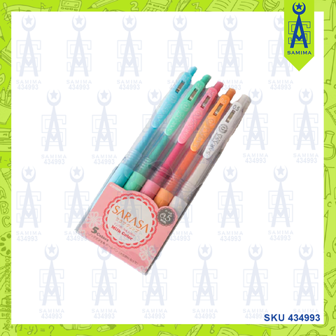 ZEBRA SARASA CLIP MILK COLOURS PEN 0.5MM 5'S