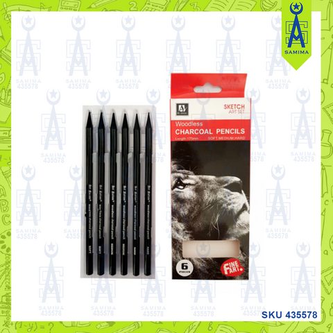 ART NATION WCR06175 WOODLESS CHARCOAL PENCILS 6'S